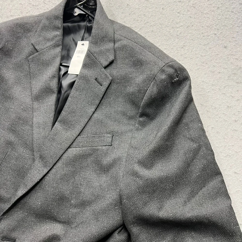 Banana Republic Mens Slim Fit Sport Coat Grey Textured Blazer 42L New Snag